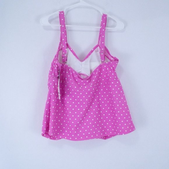 Catalina Plus Pink Polka Dot Tankini Swim Top 2X - Picture 4 of 6